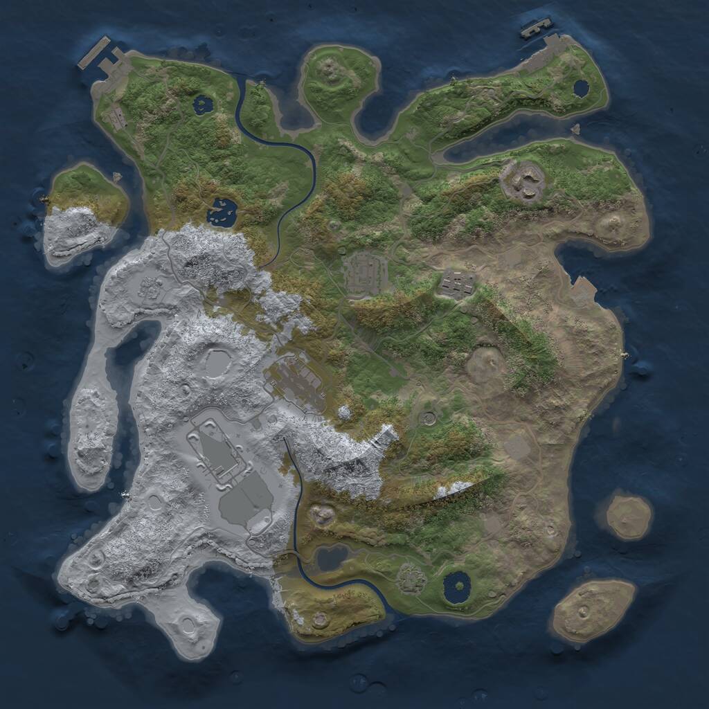 Rust Map: Procedural Map, Size: 3500, Seed: 48465234, 12 Monuments