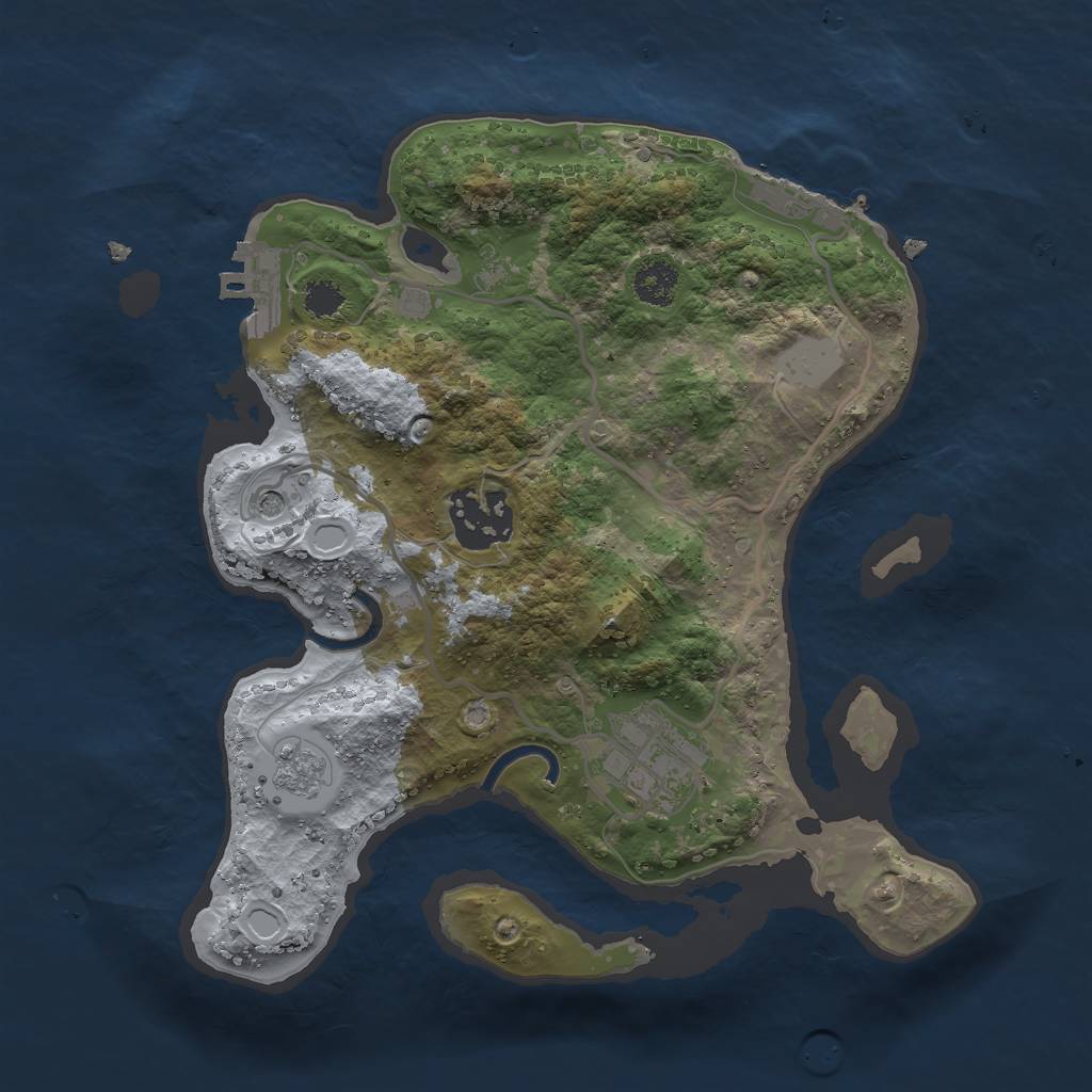 Rust Map: Procedural Map, Size: 2500, Seed: 1666, 11 Monuments