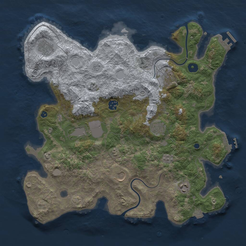 Rust Map: Procedural Map, Size: 3750, Seed: 659135077, 14 Monuments