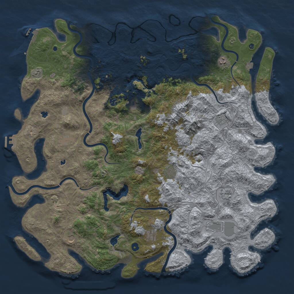 Rust Map: Procedural Map, Size: 5500, Seed: 486987521, 17 Monuments