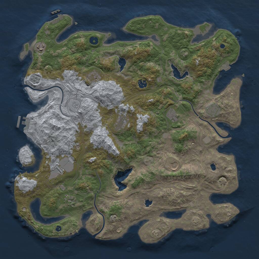 Rust Map: Procedural Map, Size: 4500, Seed: 648232, 16 Monuments
