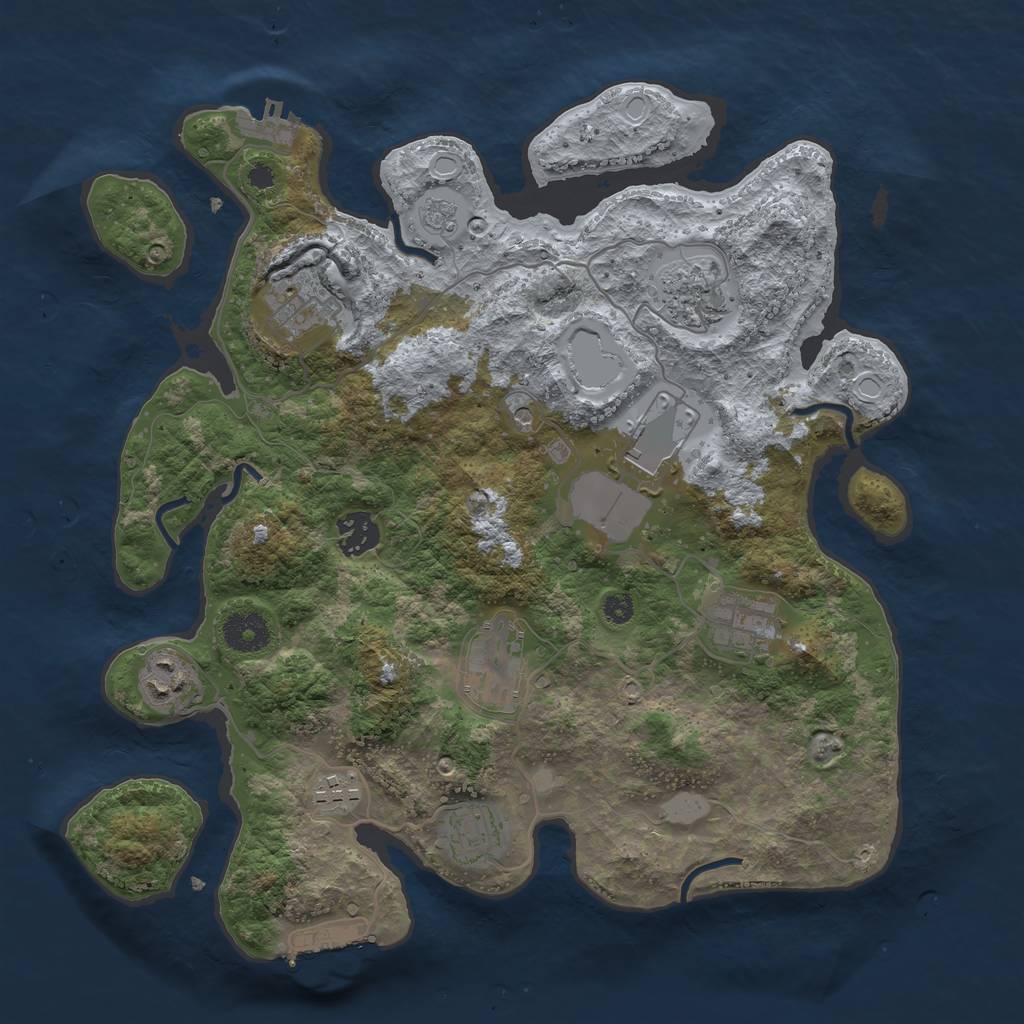 Rust Map: Procedural Map, Size: 3500, Seed: 5498436, 18 Monuments