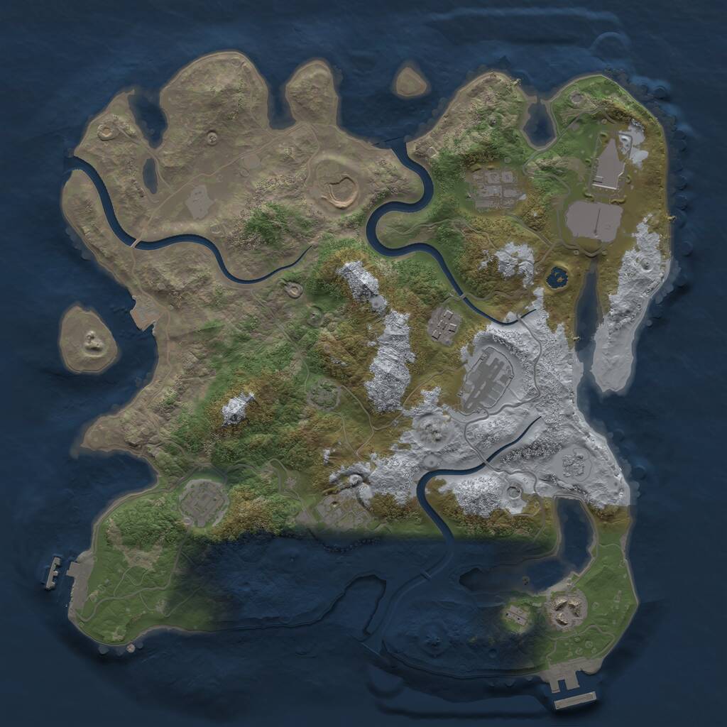 Rust Map: Procedural Map, Size: 3500, Seed: 521961542, 14 Monuments