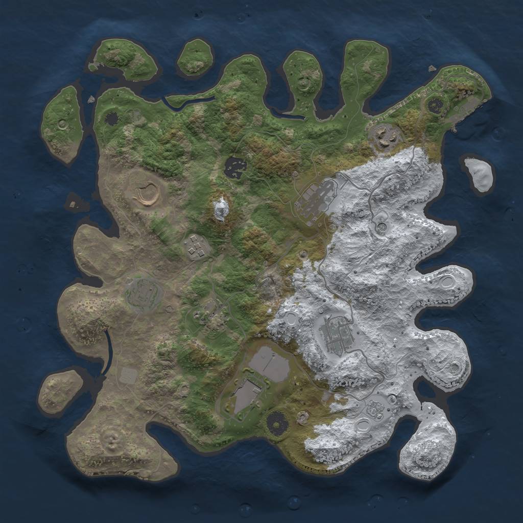Rust Map: Procedural Map, Size: 3500, Seed: 285368410, 17 Monuments