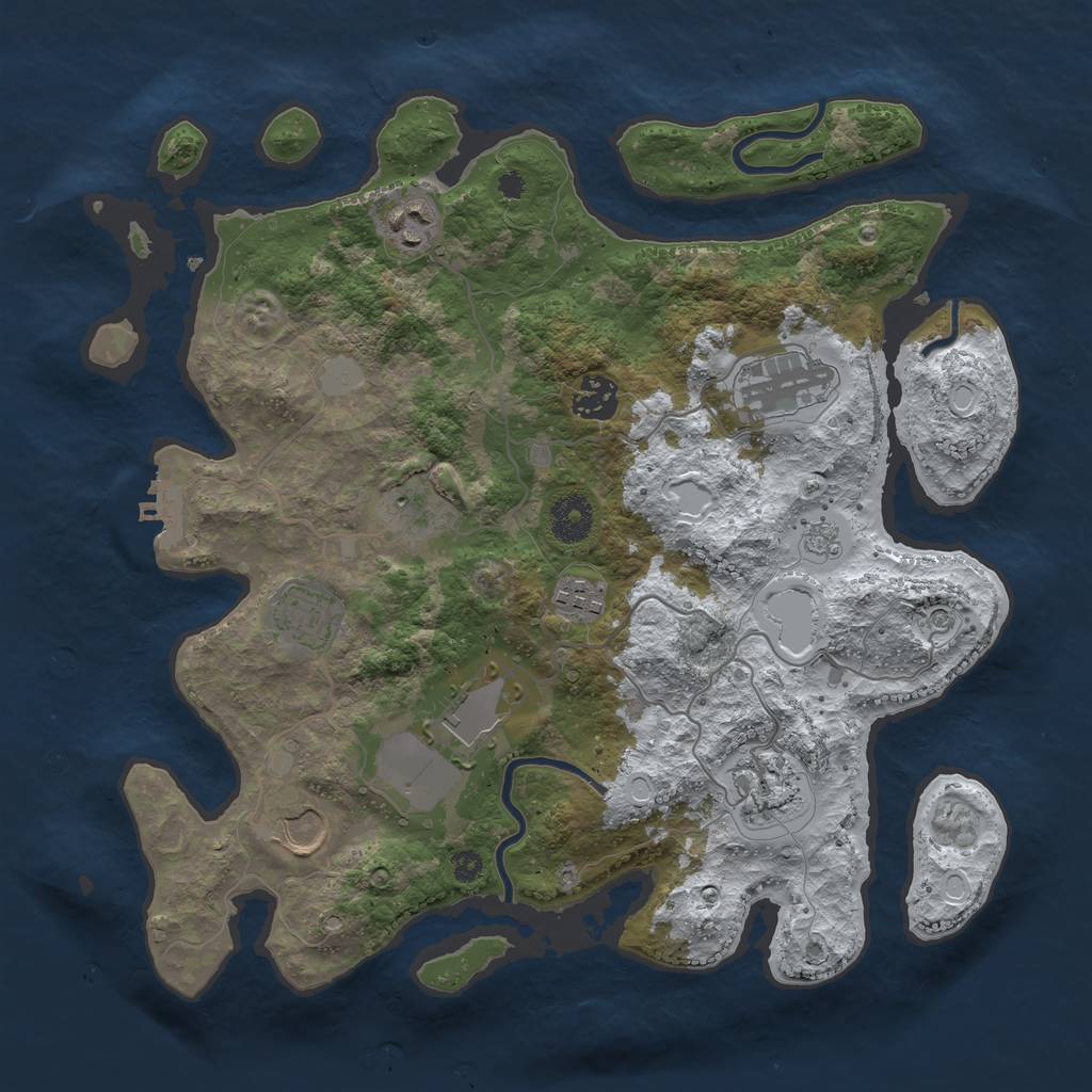 Rust Map: Procedural Map, Size: 3500, Seed: 28715815, 17 Monuments