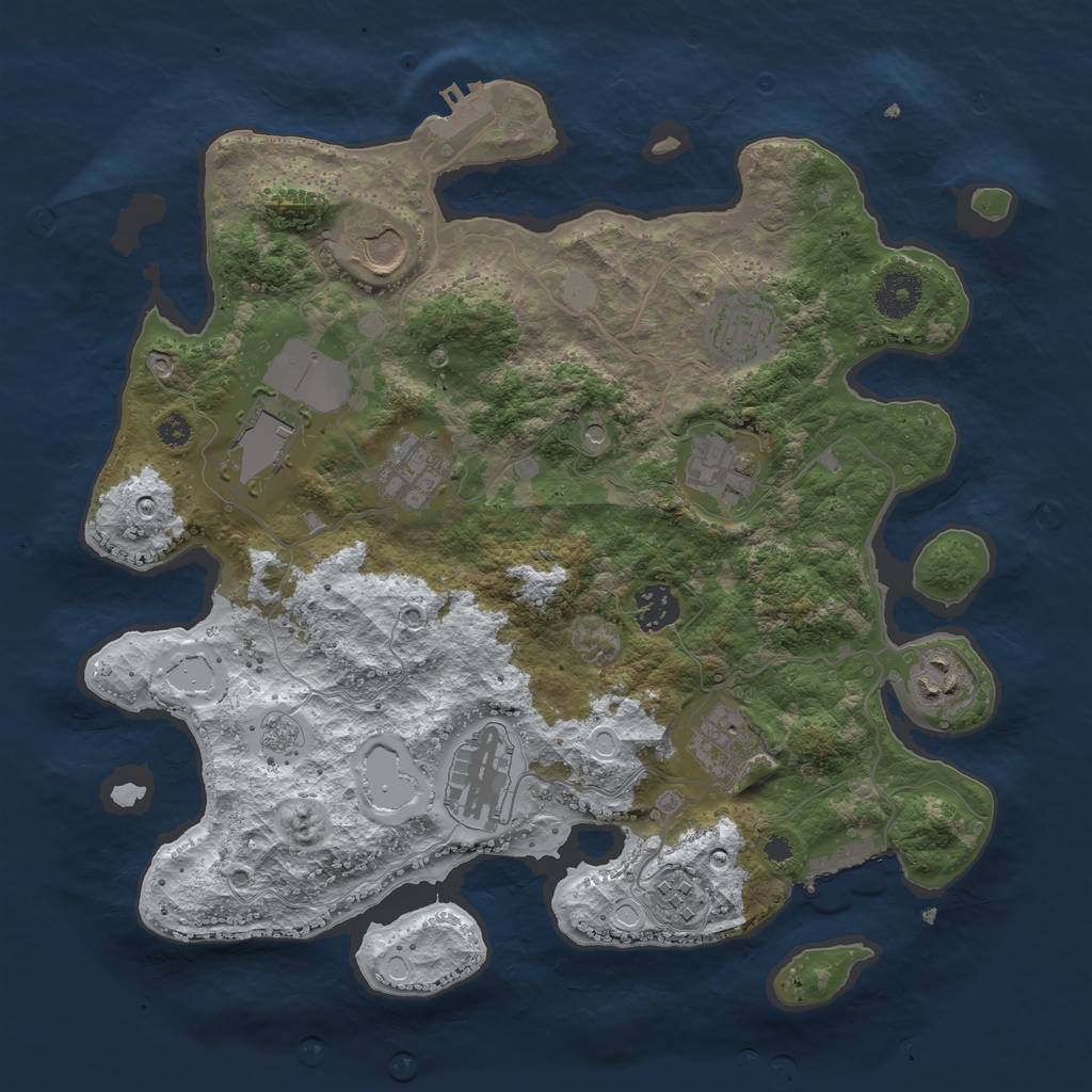 Rust Map: Procedural Map, Size: 3500, Seed: 220407008, 19 Monuments