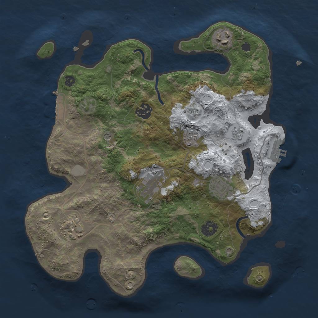 Rust Map: Procedural Map, Size: 3000, Seed: 2121617045, 15 Monuments