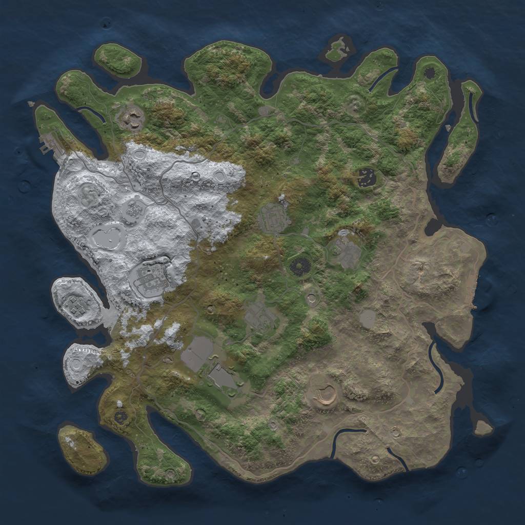 Rust Map: Procedural Map, Size: 4000, Seed: 548621748, 18 Monuments