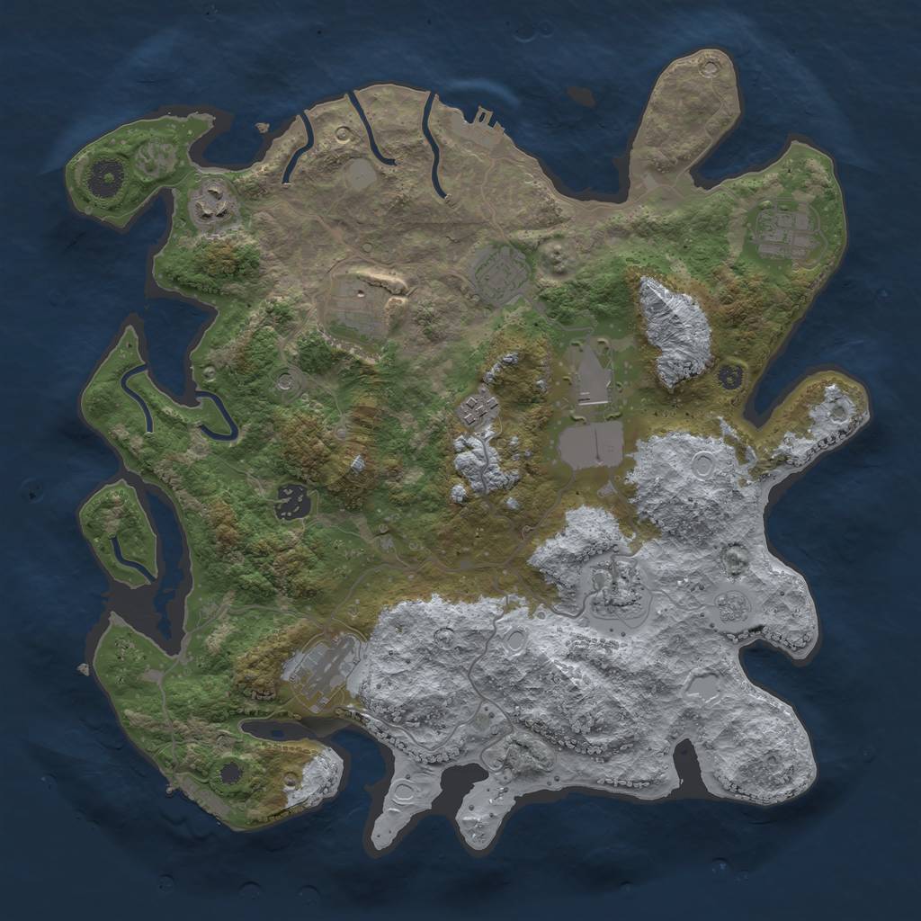 Rust Map: Procedural Map, Size: 3700, Seed: 1711164708, 18 Monuments