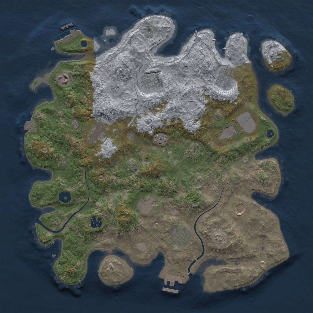 Rust Map: Procedural Map, Size: 3950, Seed: 1577730359, 17 Monuments