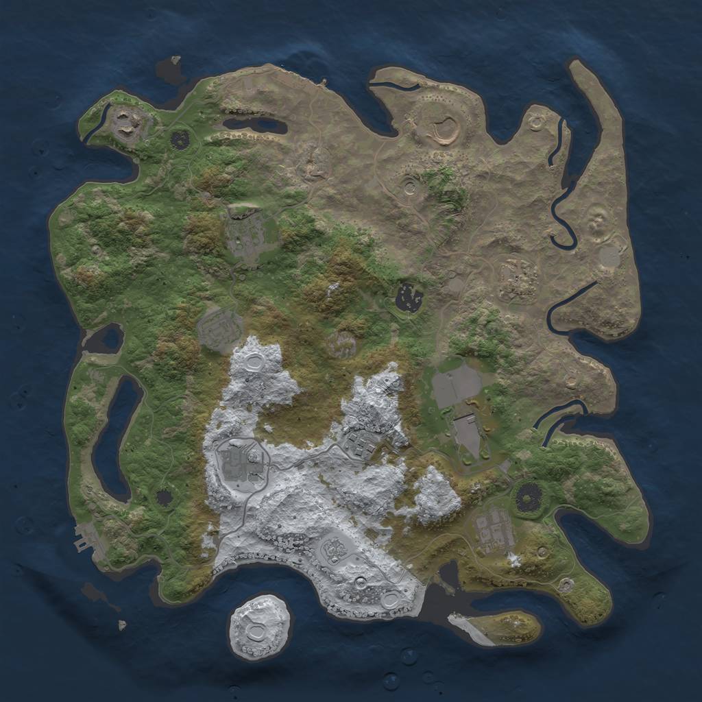 Rust Map: Procedural Map, Size: 3750, Seed: 2142752872, 19 Monuments