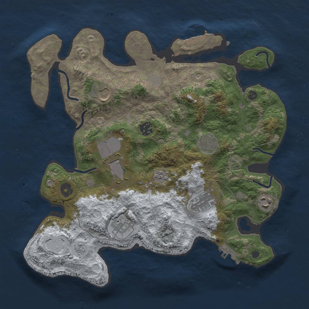Rust Map: Procedural Map, Size: 3500, Seed: 49405127, 17 Monuments