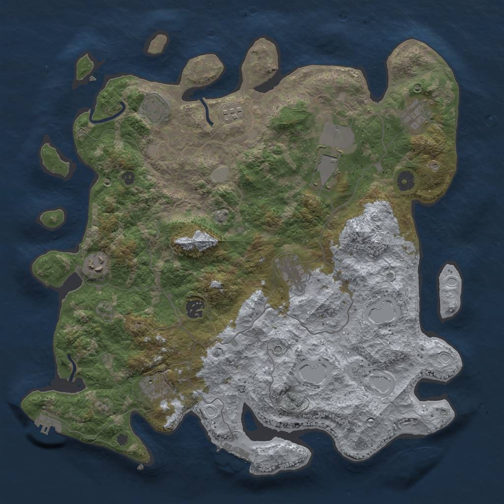 Rust Map: Procedural Map, Size: 4000, Seed: 135213685, 17 Monuments