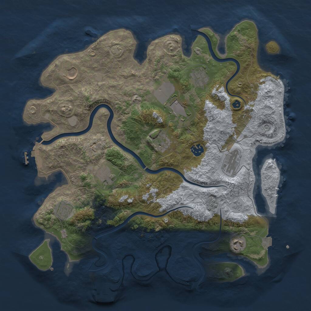 Rust Map: Procedural Map, Size: 3850, Seed: 457403442, 16 Monuments