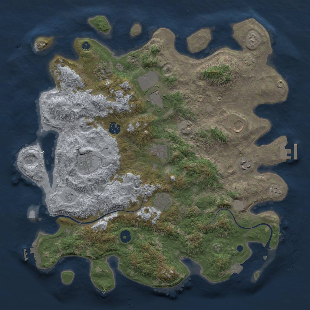 Rust Map: Procedural Map, Size: 3950, Seed: 557660640, 15 Monuments