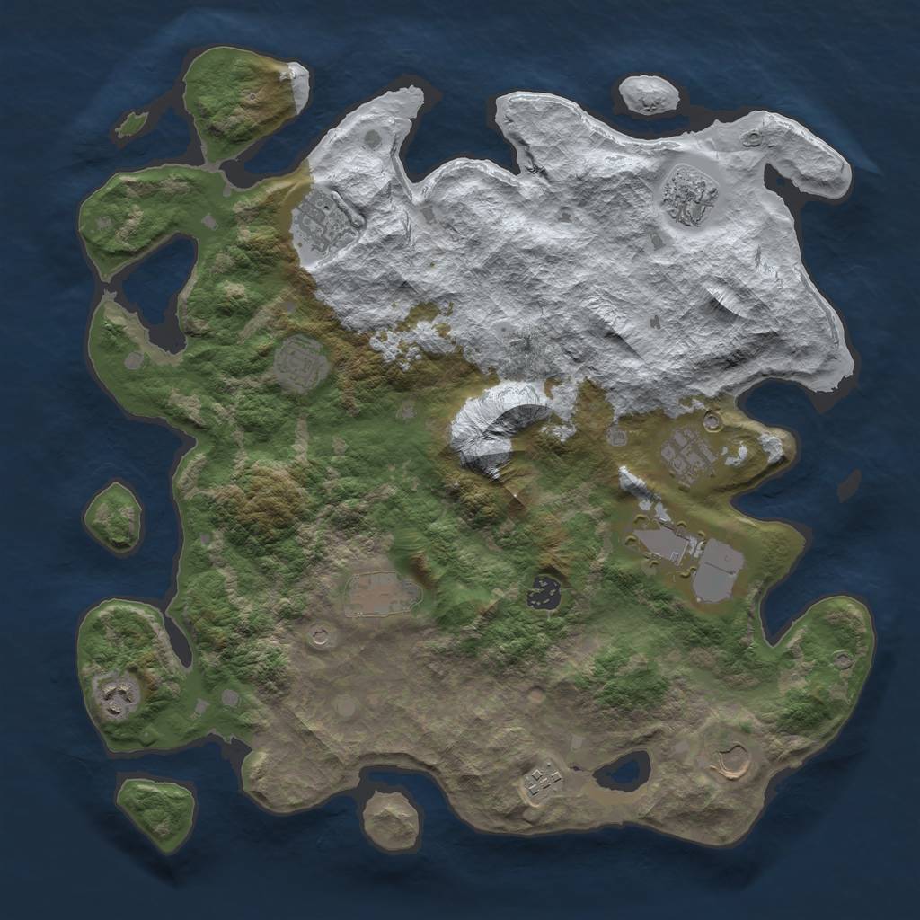 Rust Map: Barren, Size: 4000, Seed: 1636315171, 13 Monuments