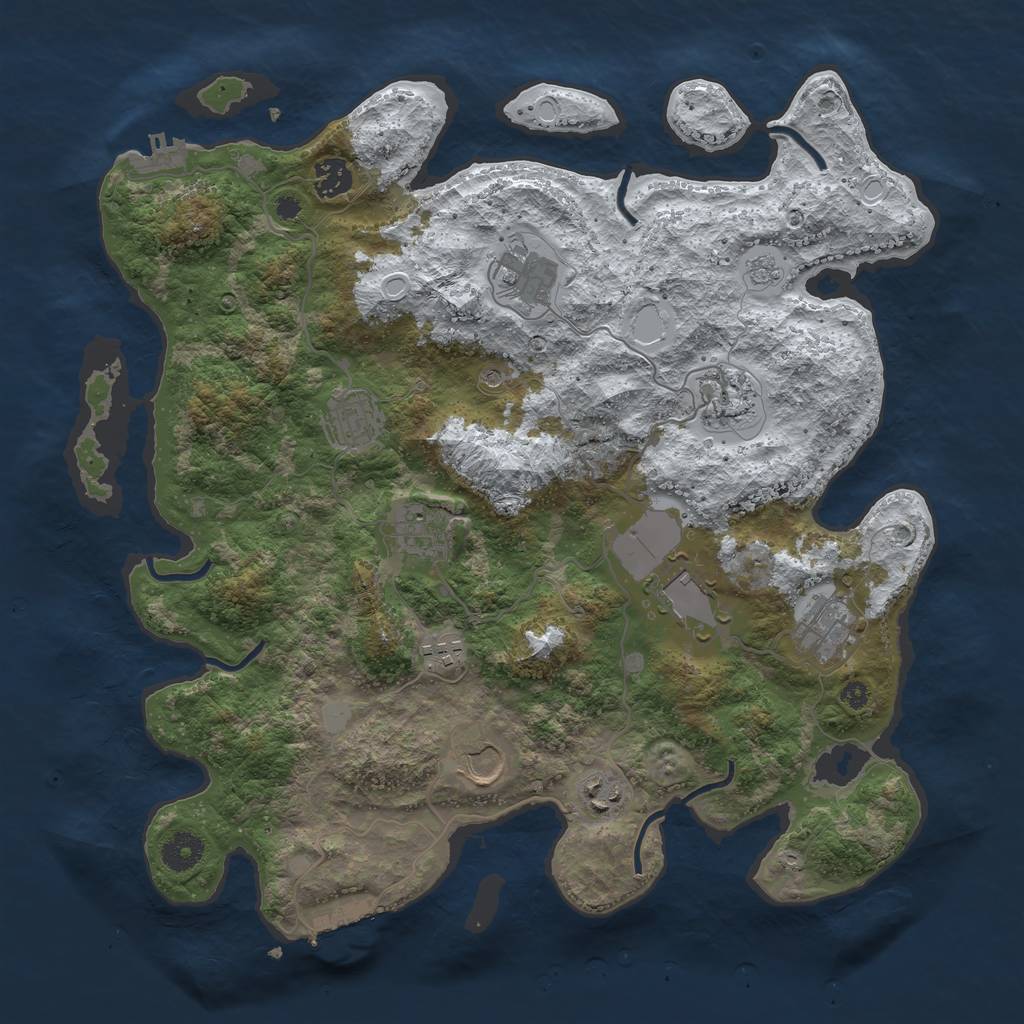 Rust Map: Procedural Map, Size: 3850, Seed: 1401840078, 19 Monuments