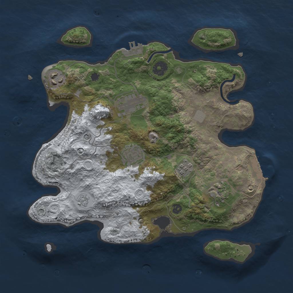 Rust Map: Procedural Map, Size: 3000, Seed: 1175255176, 14 Monuments