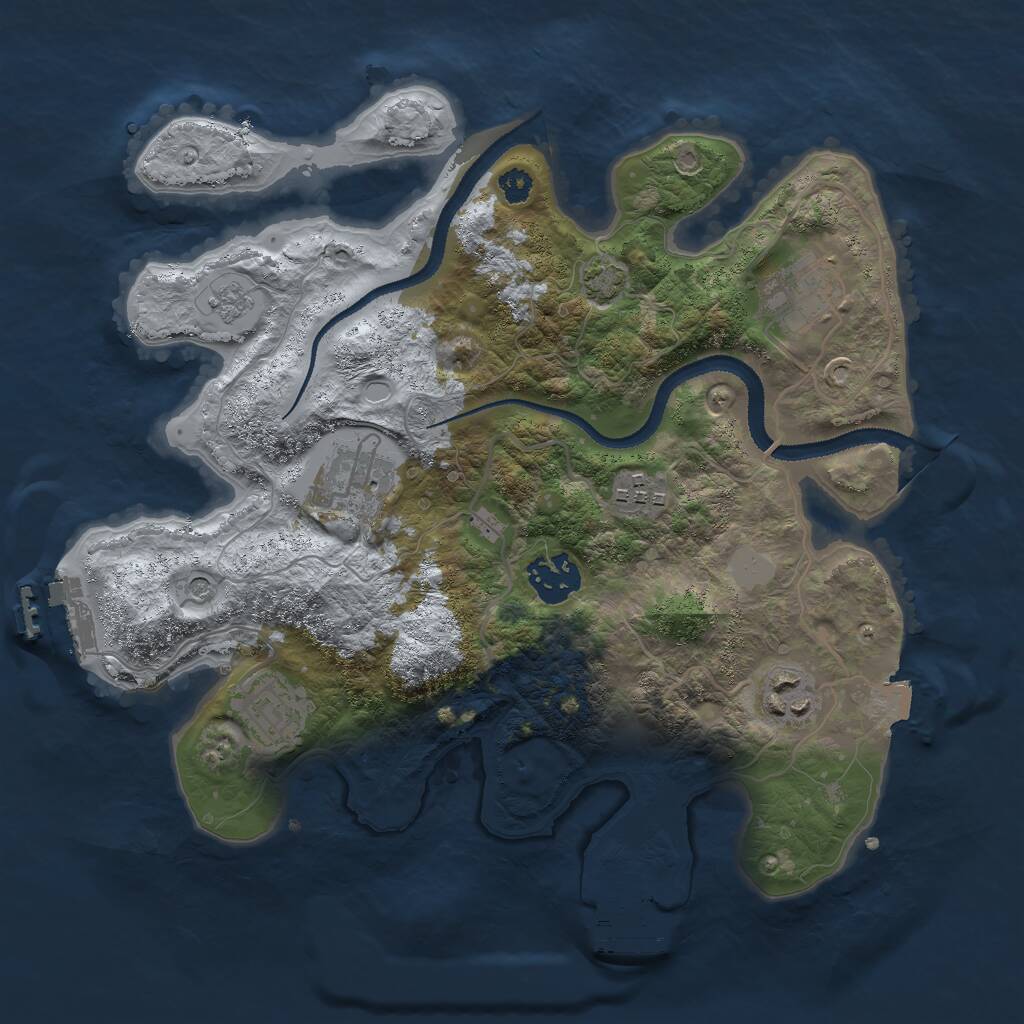 Rust Map: Procedural Map, Size: 3050, Seed: 1268067082, 12 Monuments