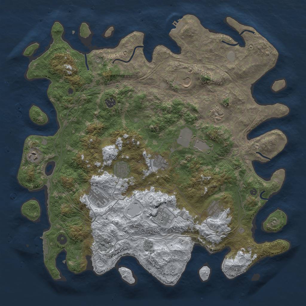 Rust Map: Procedural Map, Size: 4500, Seed: 434200615, 20 Monuments