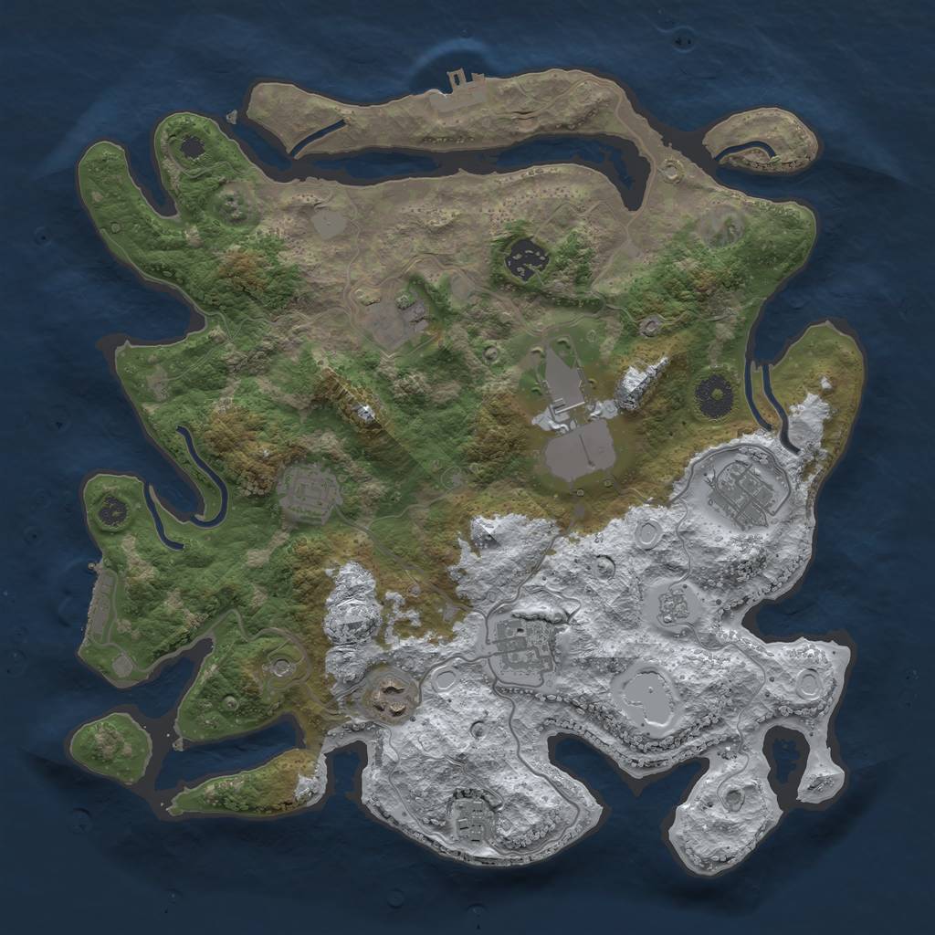 Rust Map: Procedural Map, Size: 3500, Seed: 572463801, 17 Monuments