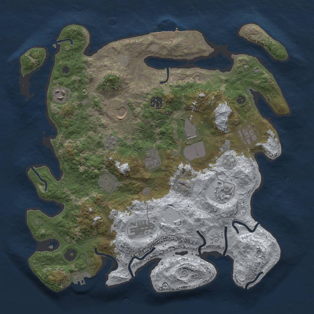 Rust Map: Procedural Map, Size: 3750, Seed: 638295850, 19 Monuments