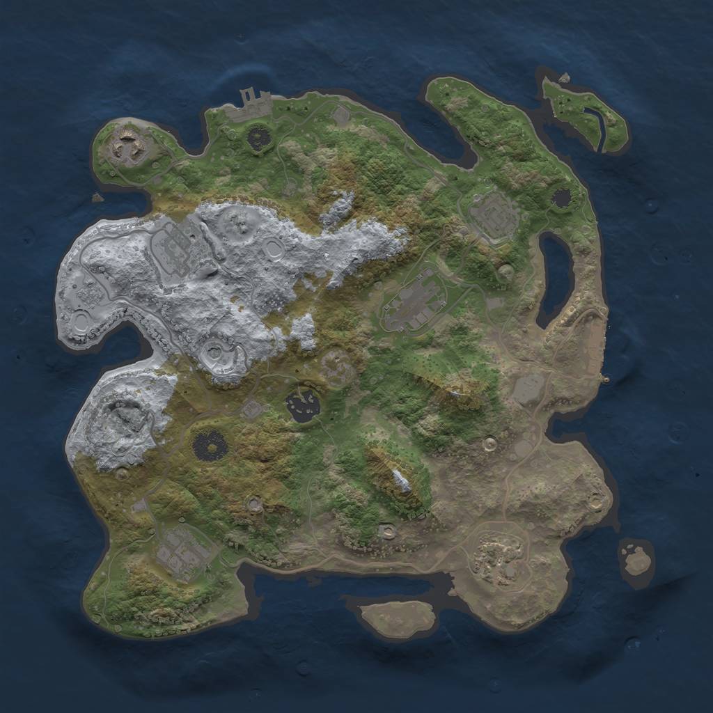 Rust Map: Procedural Map, Size: 3250, Seed: 5089028, 16 Monuments