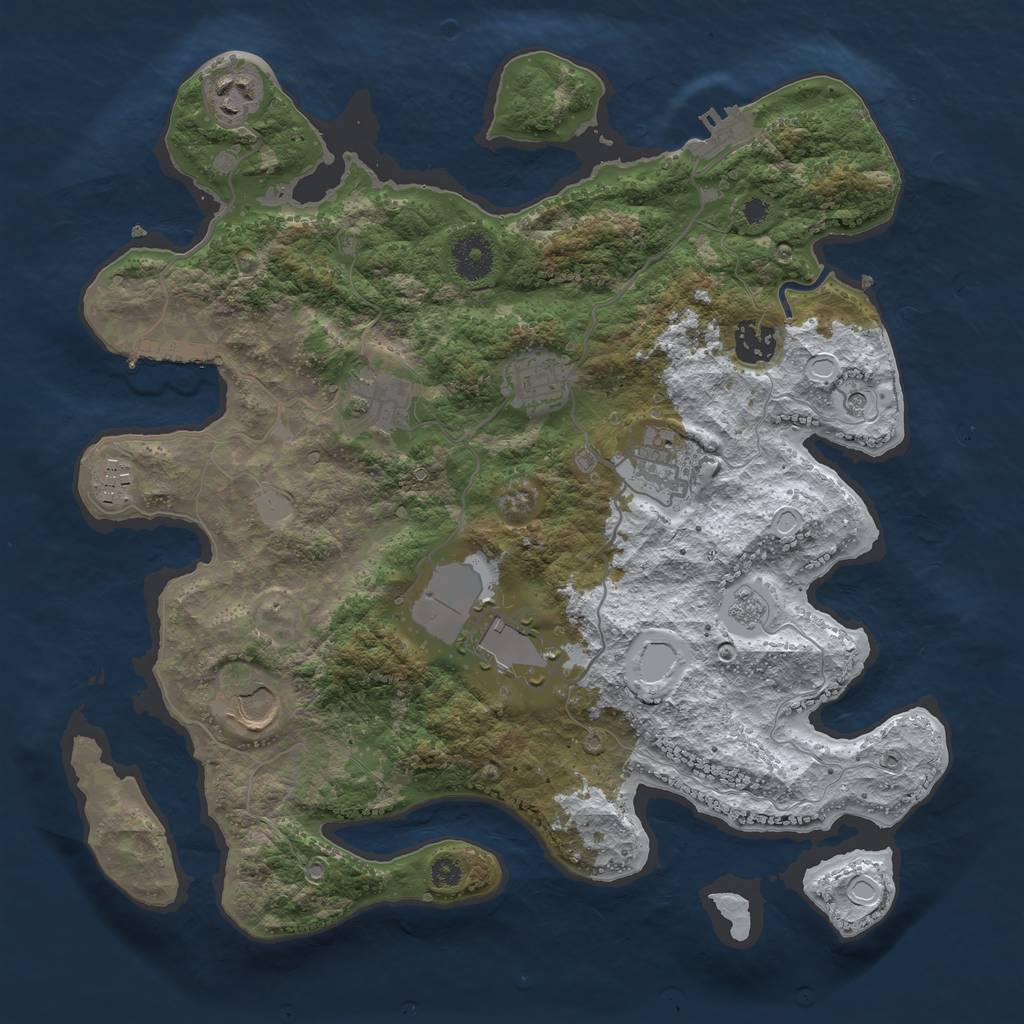 Rust Map: Procedural Map, Size: 3500, Seed: 871147724, 17 Monuments