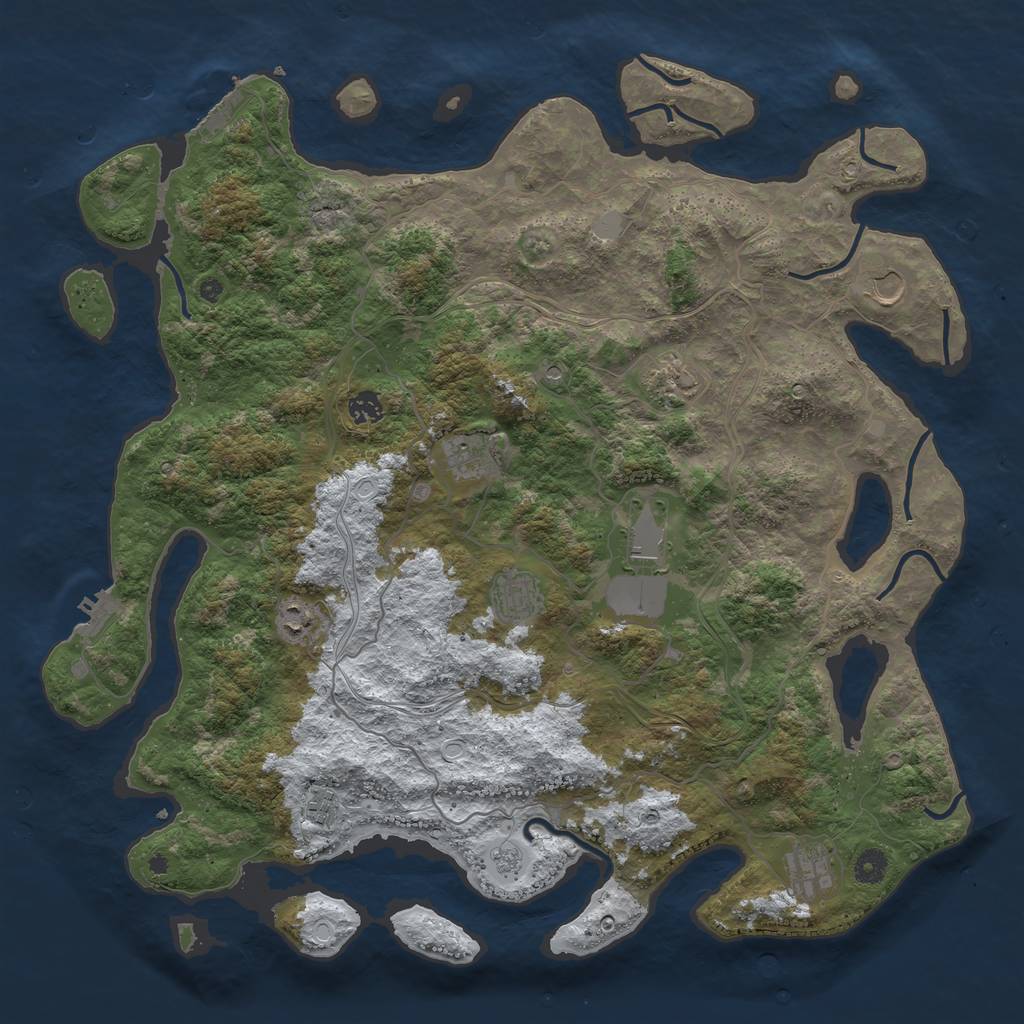 Rust Map: Procedural Map, Size: 4500, Seed: 666999, 18 Monuments
