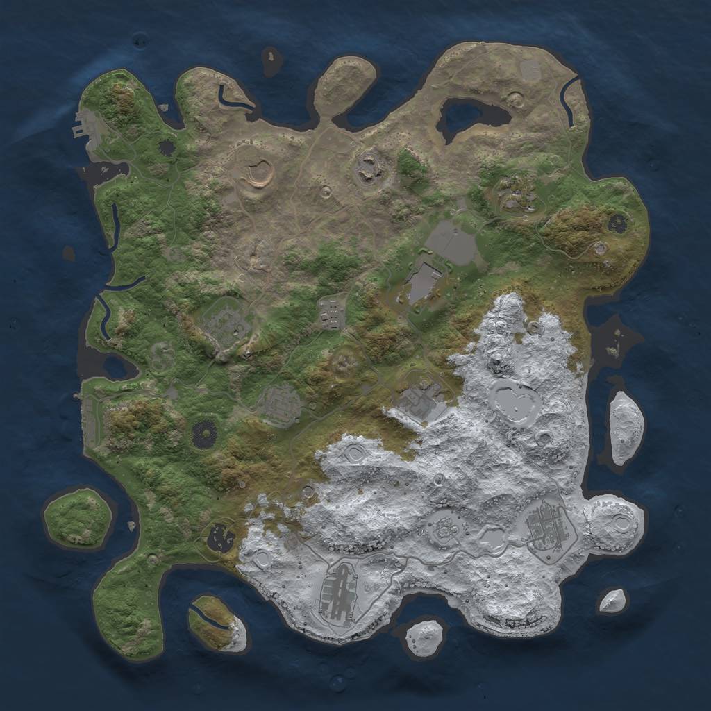 Rust Map: Procedural Map, Size: 3850, Seed: 165328584, 20 Monuments