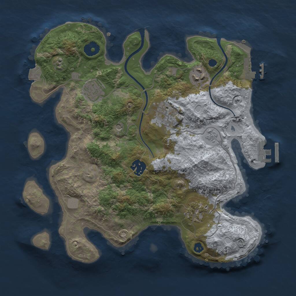 Rust Map: Procedural Map, Size: 3000, Seed: 52883, 10 Monuments