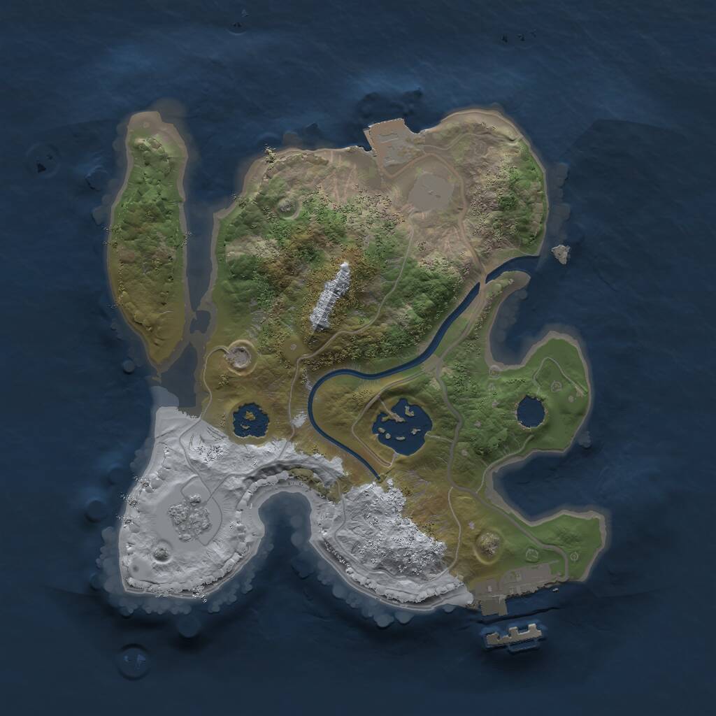 Rust Map: Procedural Map, Size: 2000, Seed: 5458, 4 Monuments