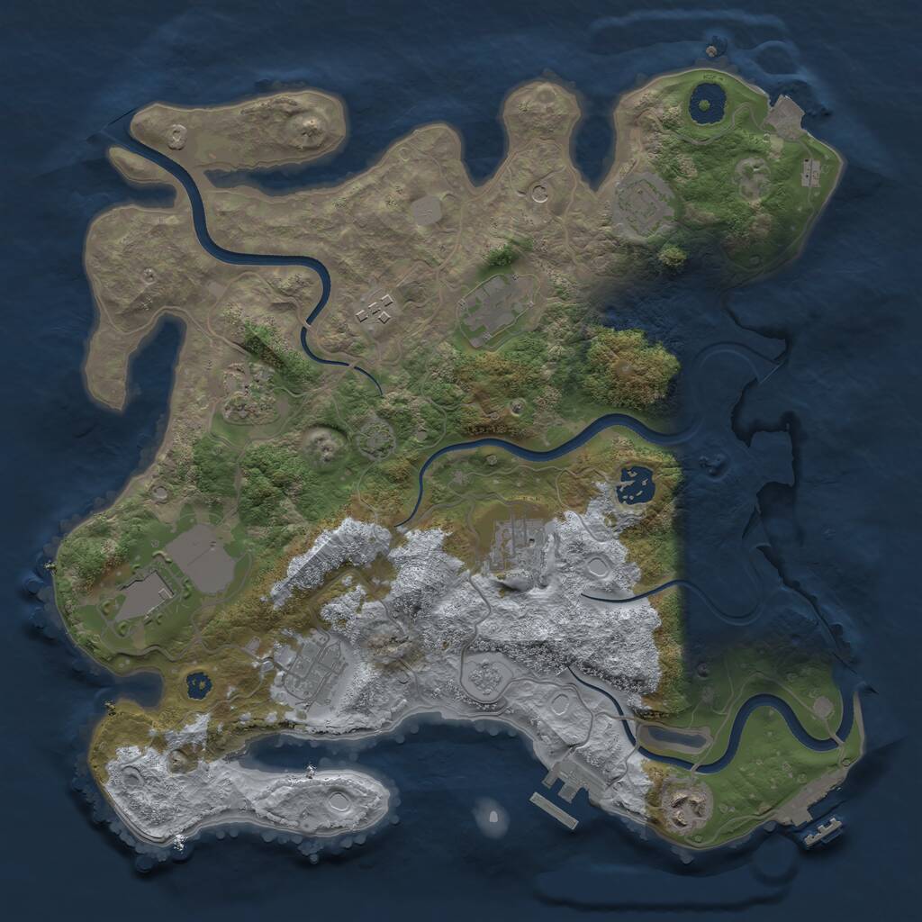 Rust Map: Procedural Map, Size: 3500, Seed: 339724381, 15 Monuments