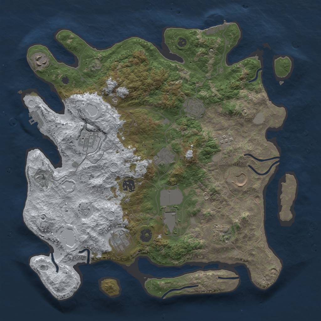 Rust Map: Procedural Map, Size: 3700, Seed: 216162522, 19 Monuments