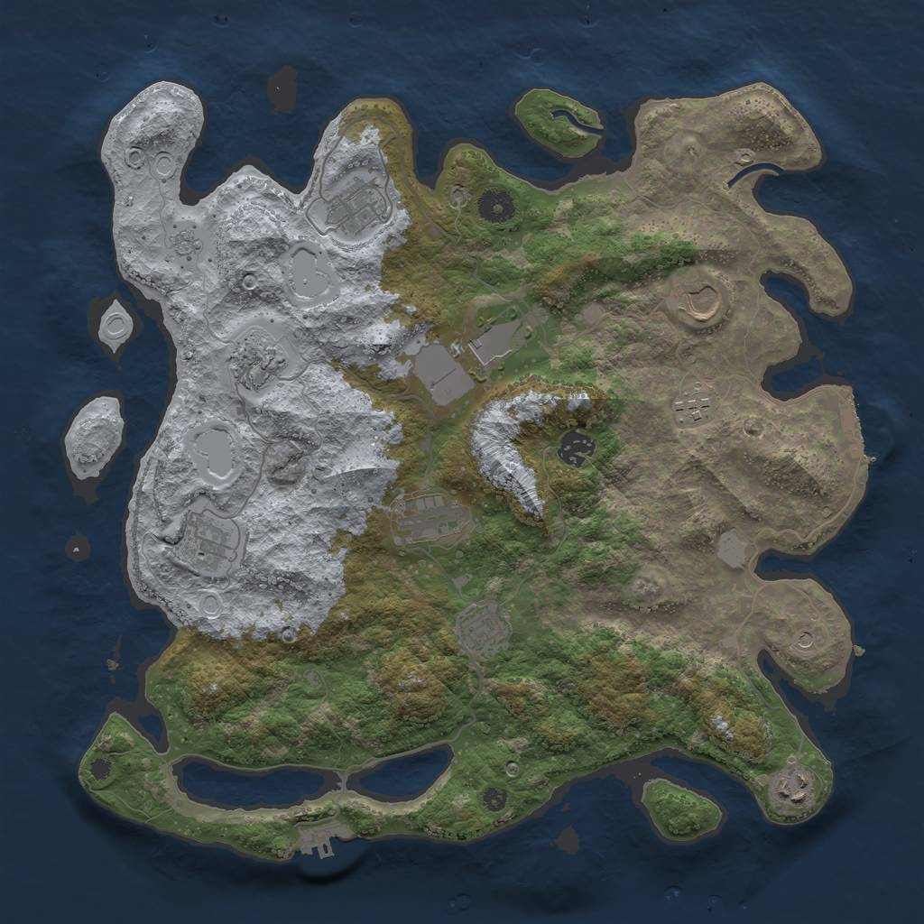 Rust Map: Procedural Map, Size: 3950, Seed: 1985914691, 19 Monuments