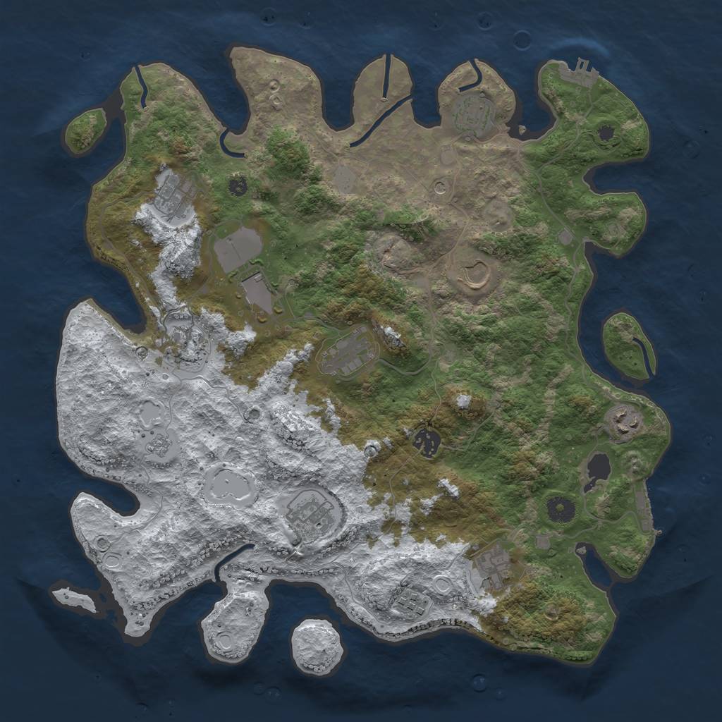 Rust Map: Procedural Map, Size: 3950, Seed: 5150, 20 Monuments