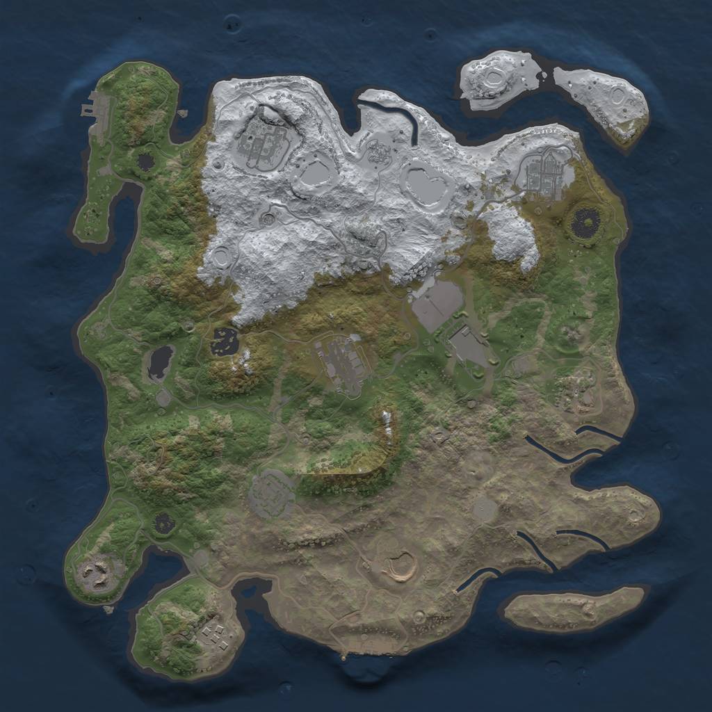 Rust Map: Procedural Map, Size: 3600, Seed: 596248, 19 Monuments