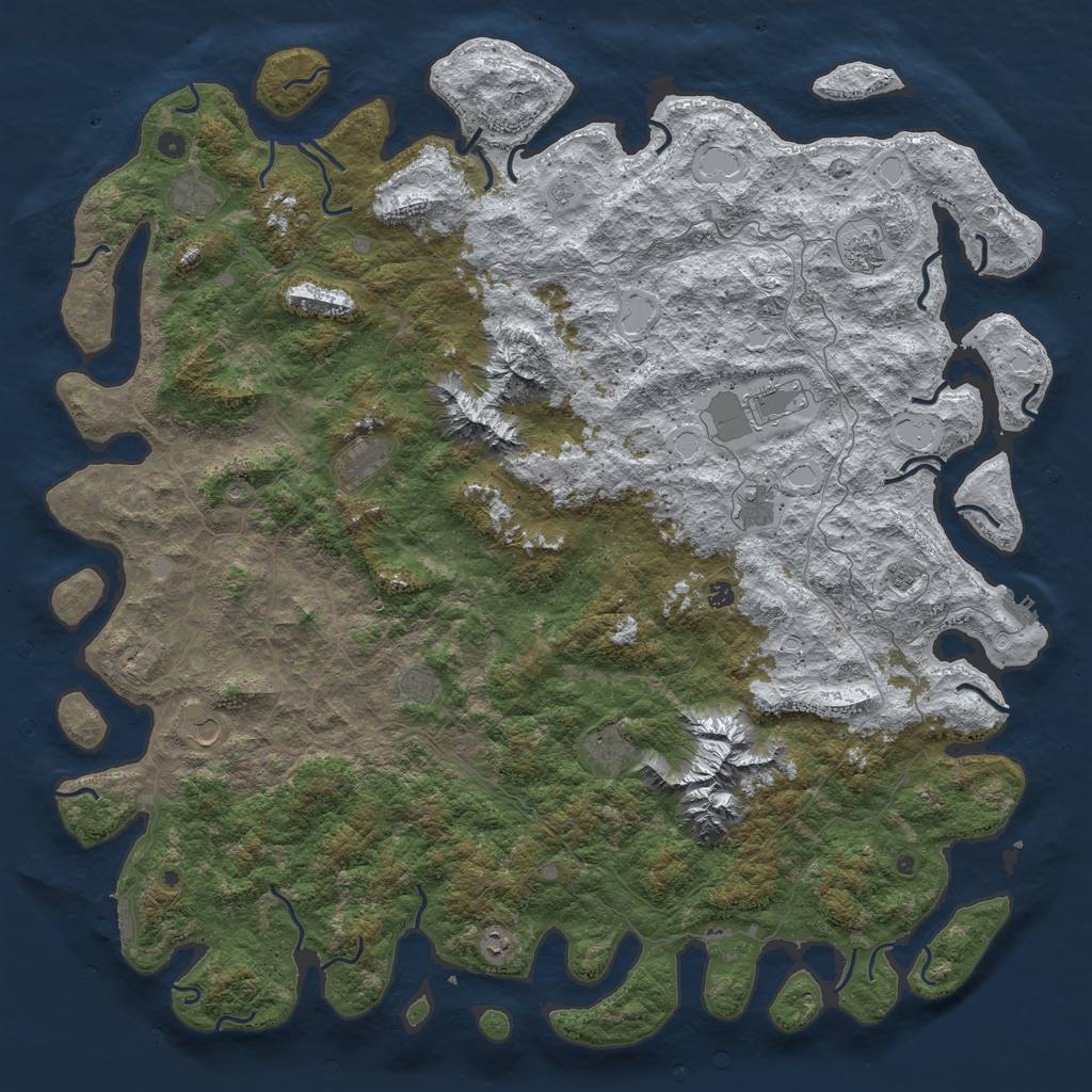 Rust Map: Procedural Map, Size: 6000, Seed: 1643221452, 20 Monuments