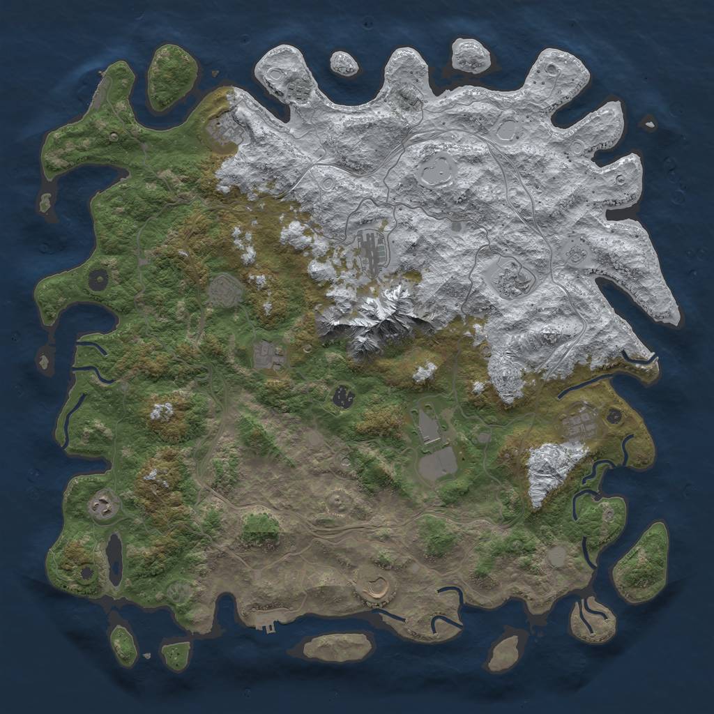 Rust Map: Procedural Map, Size: 5000, Seed: 3213445, 20 Monuments