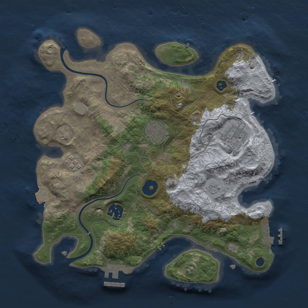 Rust Map: Procedural Map, Size: 3000, Seed: 38417, 9 Monuments
