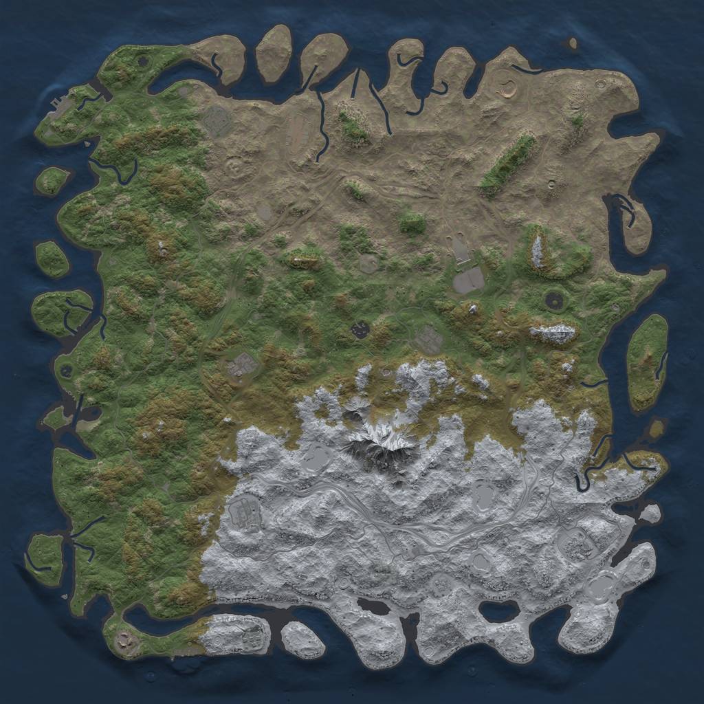 Rust Map: Procedural Map, Size: 6000, Seed: 25323, 20 Monuments