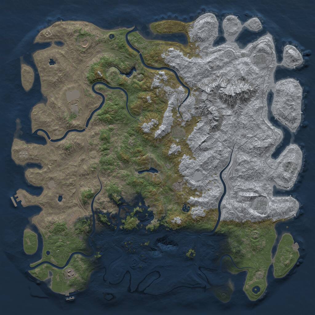 Rust Map: Procedural Map, Size: 6000, Seed: 445676134, 17 Monuments