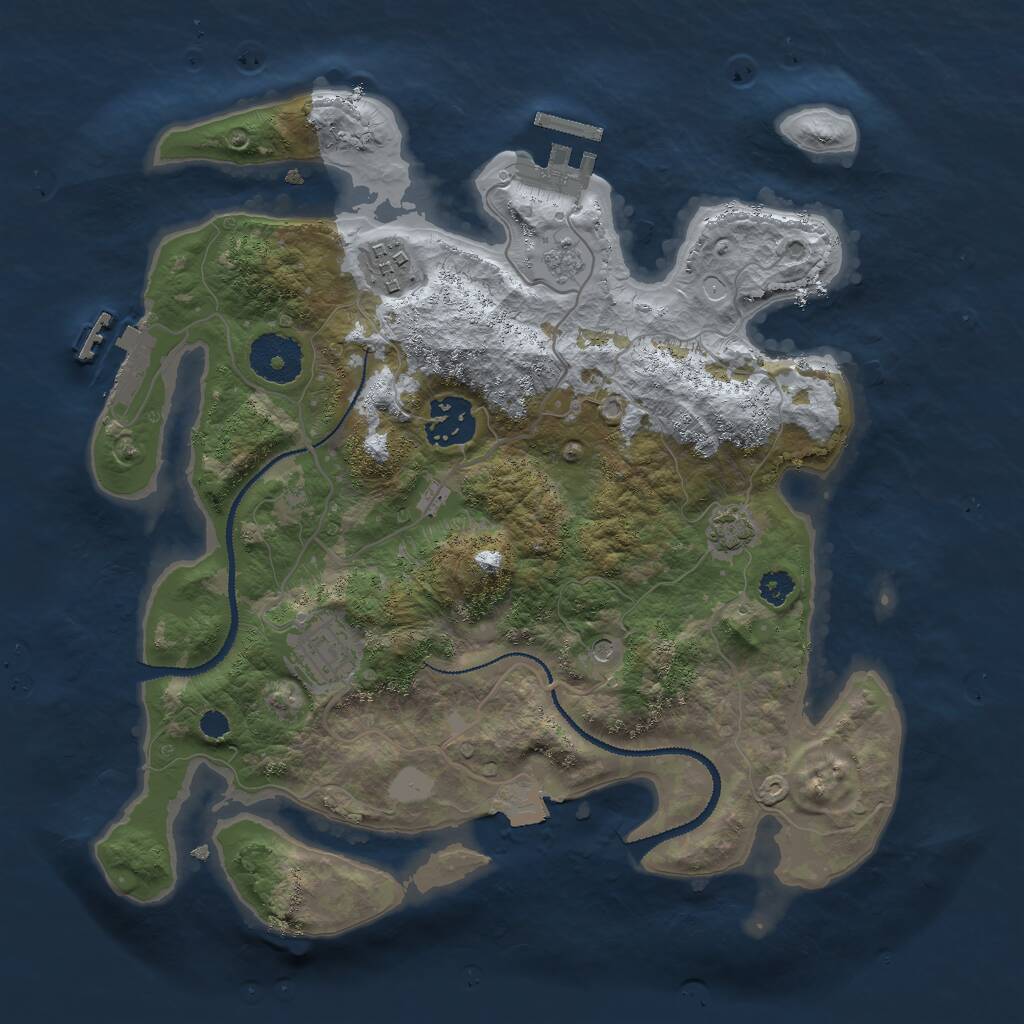 Rust Map: Procedural Map, Size: 3000, Seed: 1858496287, 9 Monuments