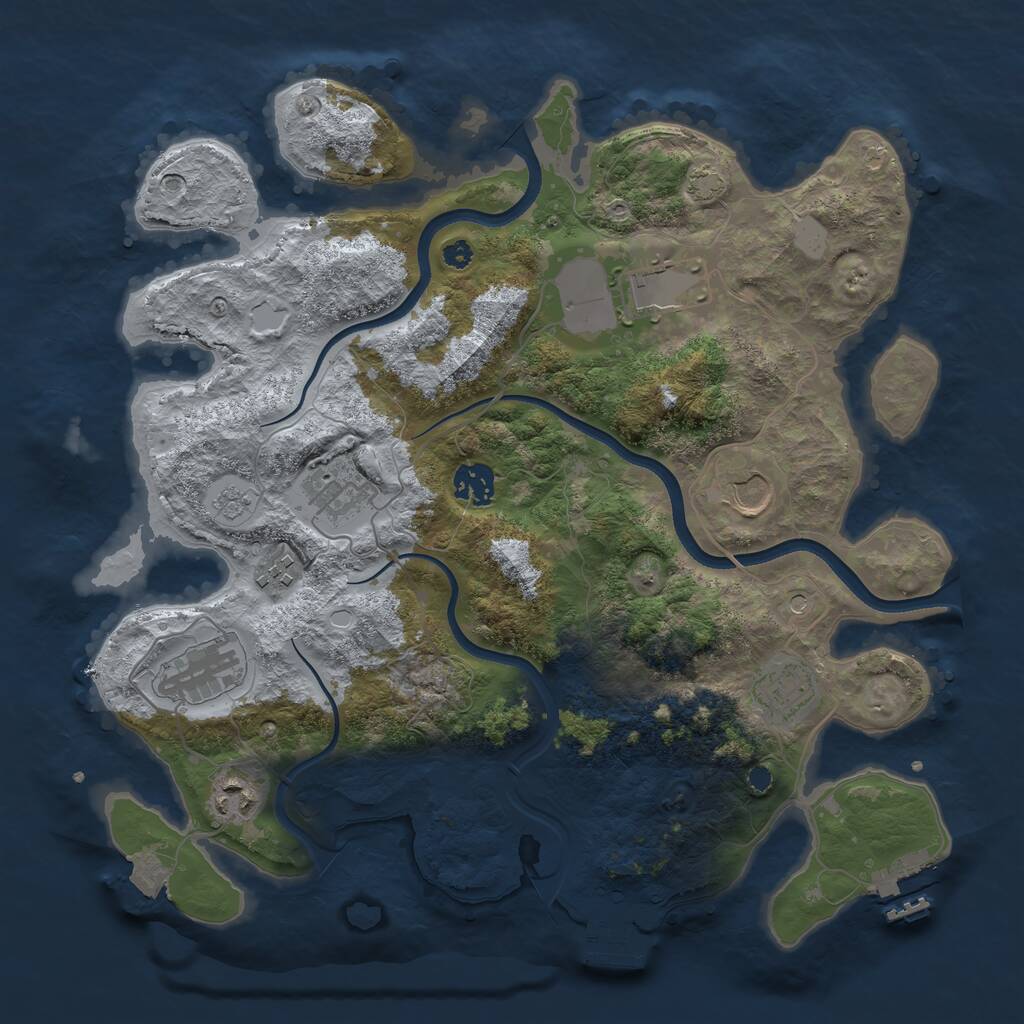 Rust Map: Procedural Map, Size: 3600, Seed: 81675870, 14 Monuments