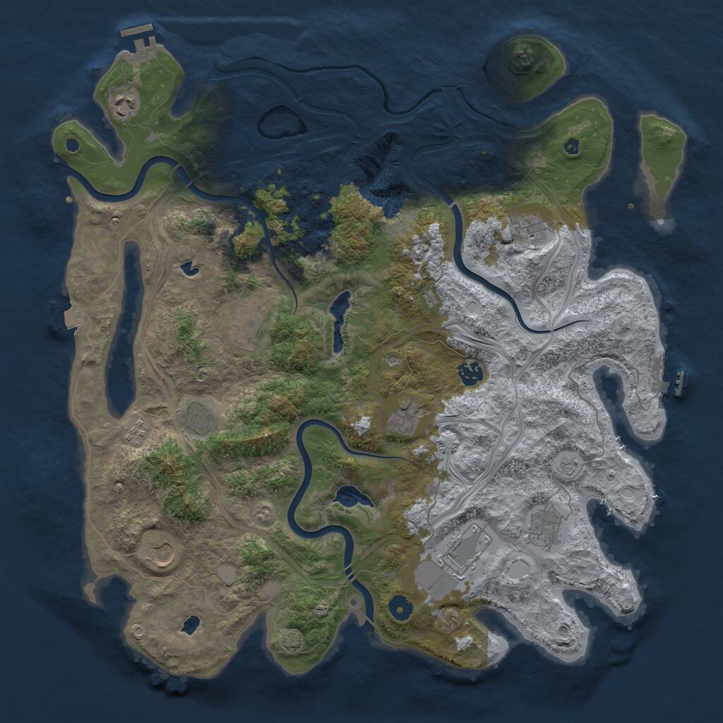 Rust Map: Procedural Map, Size: 4500, Seed: 2184407, 16 Monuments