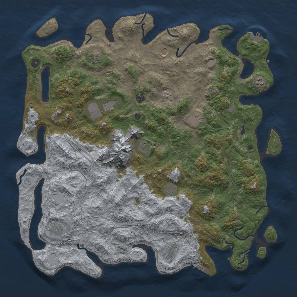 Rust Map: Procedural Map, Size: 5000, Seed: 429016044, 20 Monuments