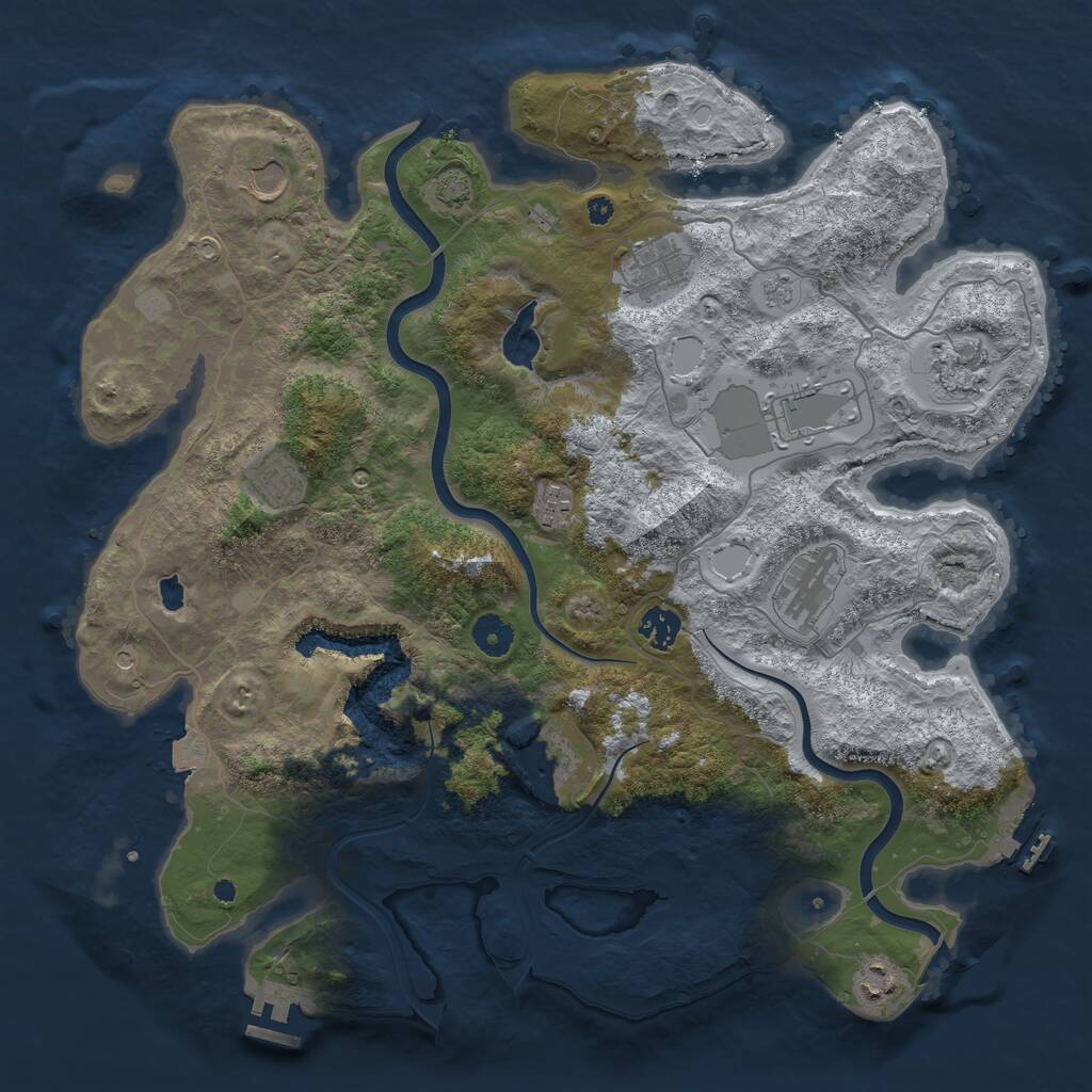 Rust Map: Procedural Map, Size: 4000, Seed: 435245, 16 Monuments