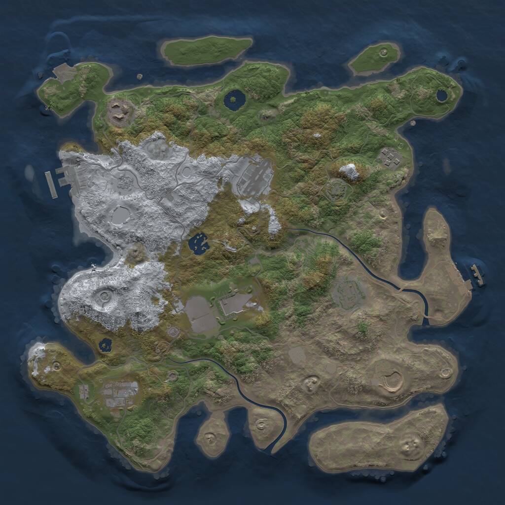 Rust Map: Procedural Map, Size: 3650, Seed: 68486, 14 Monuments