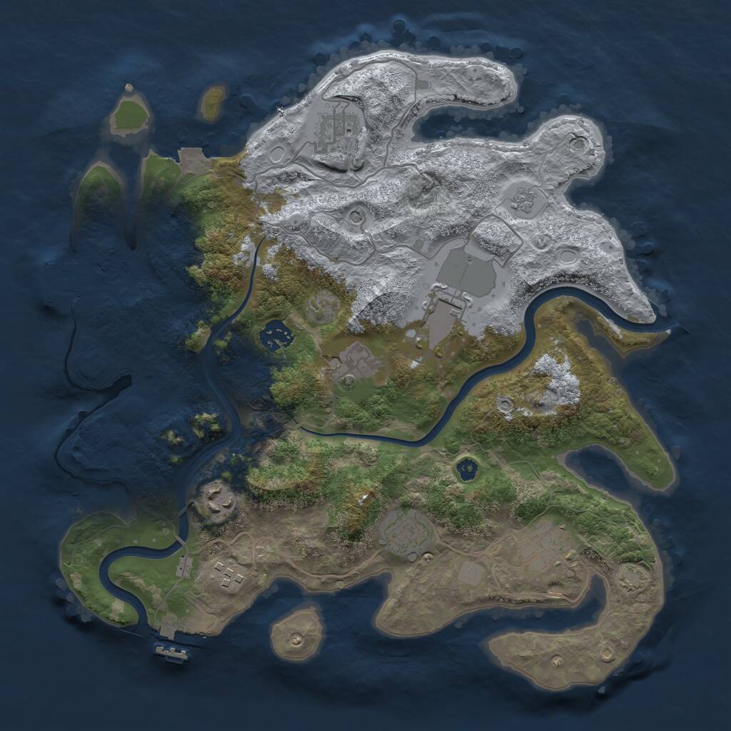 Rust Map: Procedural Map, Size: 3500, Seed: 2373545, 14 Monuments