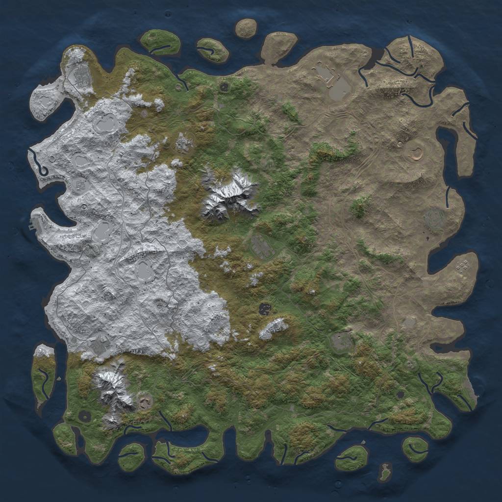 Rust Map: Procedural Map, Size: 6000, Seed: 66666, 20 Monuments